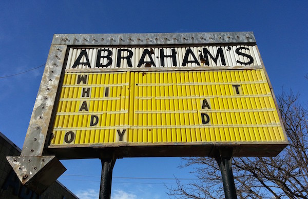 Old sign for Abraham's missing letters