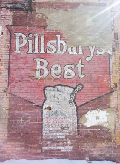 Painted wall advertisement for Pillsbury's Best flour
