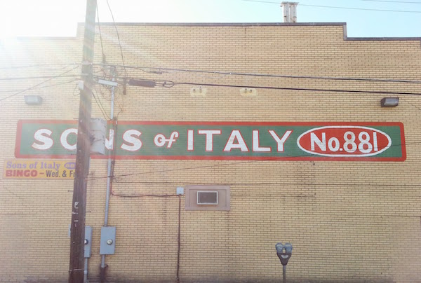 Painted wall sign for Sons of Italy No. 881, New Kensington