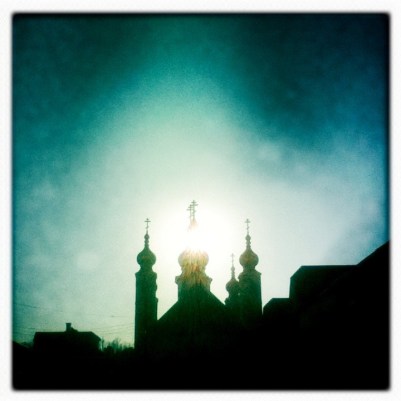 St. Nicholas Orthodox Church in silhouette
