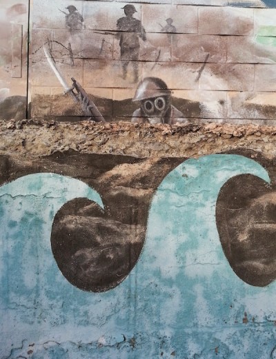 Detail of mural on the Bloomfield V.F.W. showing World War I trench warfare