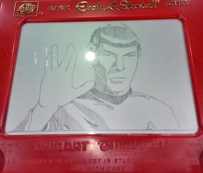 Spoke from Star Trek rendered on an Etch-a-Sketch
