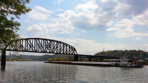 barge on the Ohio River near Pittsburgh