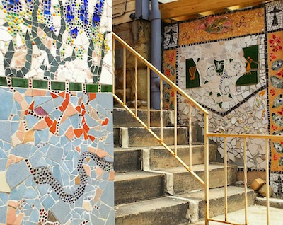 Stairway between houses with mosaics, Pittsburgh, Pa.