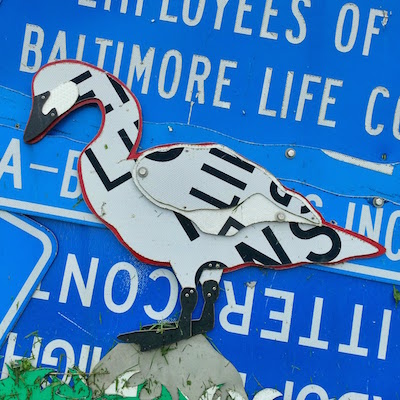 Meadville PennDOT sign sculpture fence of Canada goose