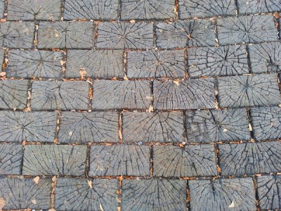 Section of wooden street in Pittsburgh, PA