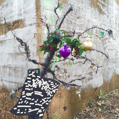 Allegheny River trail Christmas tree #1 (under 33rd Street railroad bridge)