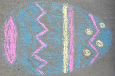sidewalk chalk drawing of Easter egg, Pittsburgh, PA