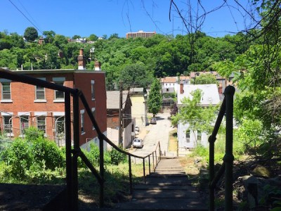 View of the Spring Garden neighborhood from the Basin Street city steps, Pittsburgh, PA