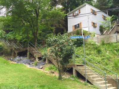 city steps with older home, Pittsburgh, PA