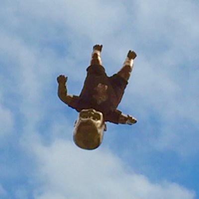 close-up of golden baby in red onesie, Pittsburgh, PA