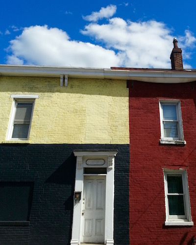 row house painted black and gold, Pittsburgh, PA