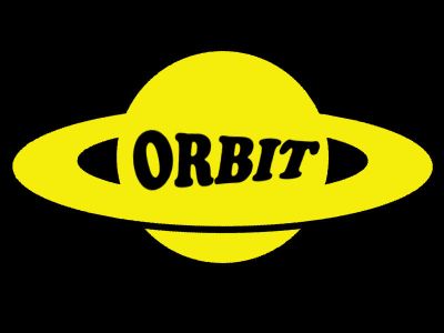 proposed flag with gold planet on black field with text "ORBIT"