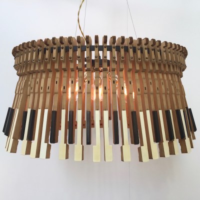 pendant lamp created by artist Imanol Ossa from piano keys