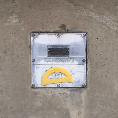 protractor glued to pedestrian overpass, Pittsburgh, PA