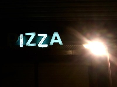 neon sign reading "IZZA" (the letter "P" is burnt out), Natrona Heights, PA