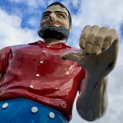 detail of the muffler man of Mr. Tire, Uniontown, PA