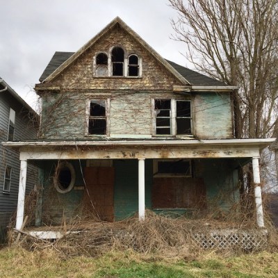 late Victorian wood frame 4-square house, vacant and dilapidated, Monessen, PA