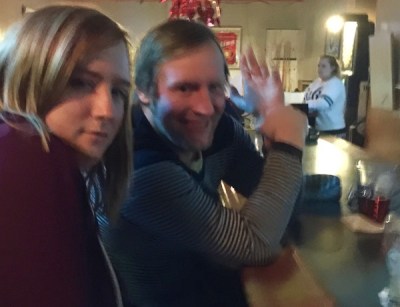 man and woman at bar with bartender looking on, Tea Bags, Pittsburgh, PA