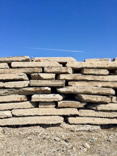 concrete sections of road stacked neatly in a pile, Harmar, PA