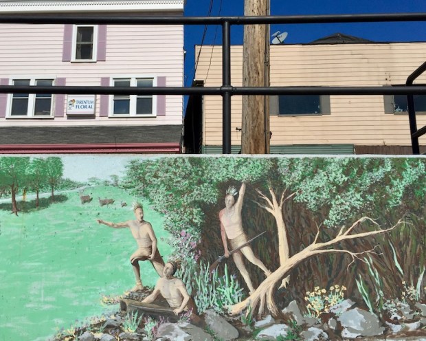 mural of native Americans with land that would become Tarentum, PA