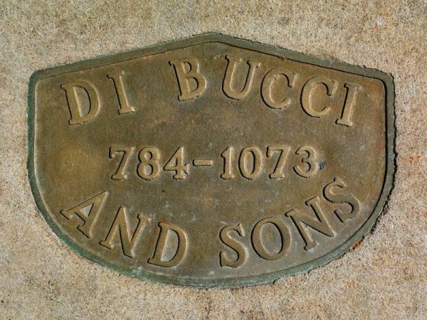 Di Bucci and Sons brass sidewalk plaque, Pittsburgh, PA