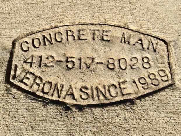 sidewalk stamp for Concrete Man, Pittsburgh, PA
