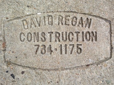 David Regan Construction sidewalk concrete mason stamp, Pittsburgh, PA