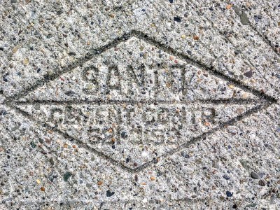 Santo sidewalk concrete mason stamp, Pittsburgh, PA