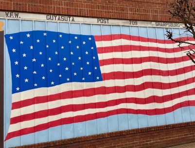 American flag mural on V.F.W., Sharpsburg, PA