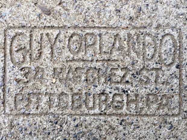 sidewalk stamp for Guy Orlando, Pittsburgh, PA