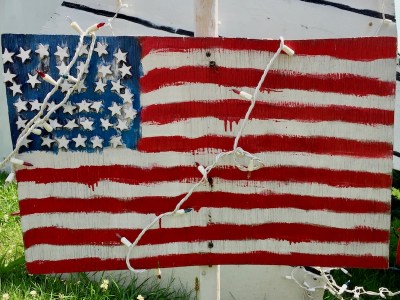 handmade wood cut American flag lawn decorations, Beaver, PA