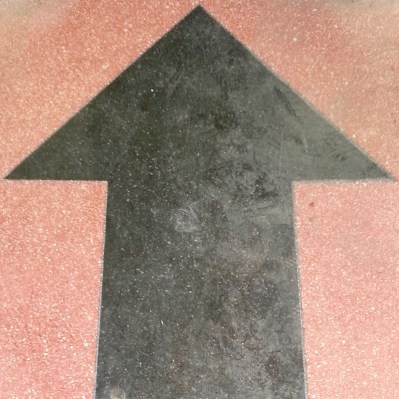detail of store entrance with arrow shape, Etna, PA