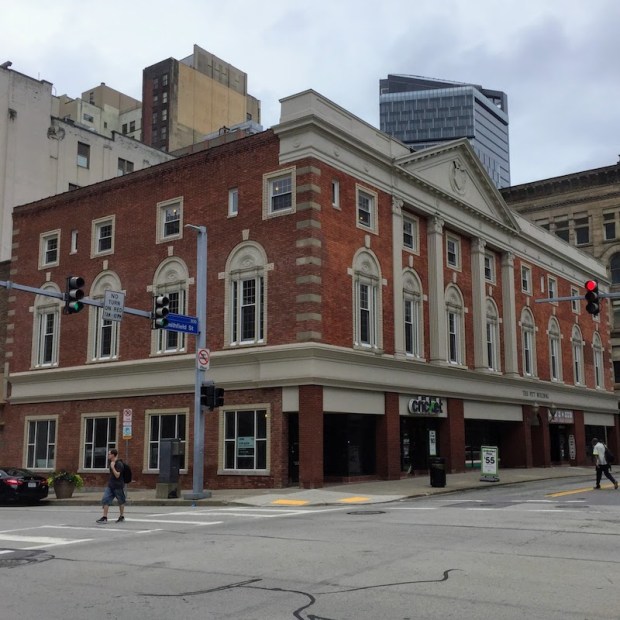 Three-story neoclassical Pitt Building in downtown Pittsburgh
