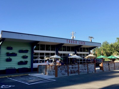 exterior of indoor/outdoor bar called Tough Luck, Portland, OR