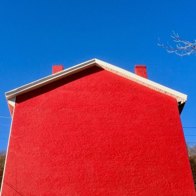 red brick house shaped like an arrow, Pittsburgh, PA