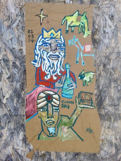 street art painting of wise men with Christmas gifts, Pittsburgh, PA