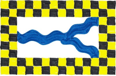 design sugestion for new Pittsburgh flag by Ray Strobel with blue wavy river lines