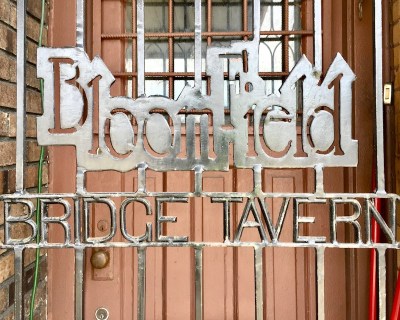 gated front door for the Bloomfield Bridge Tavern, Pittsburgh, PA