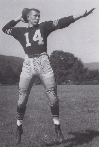 Johnny Unitas at Steelers training camp in a uniform he never got to wear on the field.