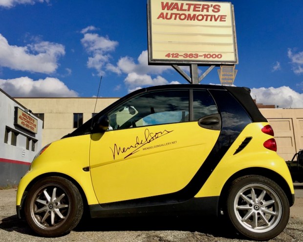 black and gold Smart car, Pittsburgh, PA
