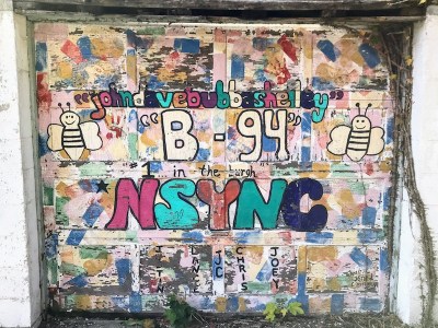 garage door painted for radio station content as tribute to N*Sync, Munhall, PA
