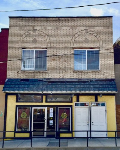 storefront painted black and gold, Pittsburgh, PA