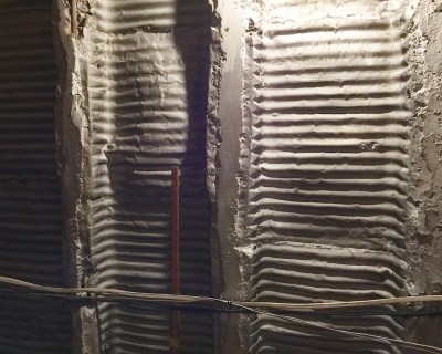 detail of cement ceiling in home in Donora, PA