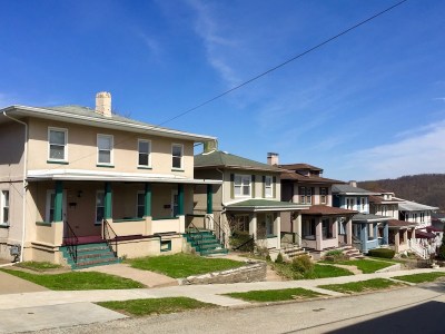 row of cement houses in Donora, PA