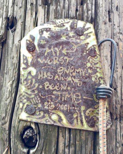 steel can metal painted and nailed to utility pole, Pittsburgh, PA