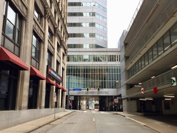 city street in downtown Pittsburgh, PA
