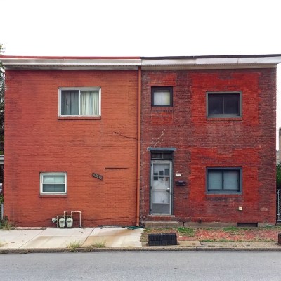 exterior of brick row houses, Pittsburgh, PA