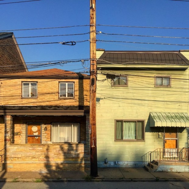 side-by-side brick row houses, Pittsburgh, PA