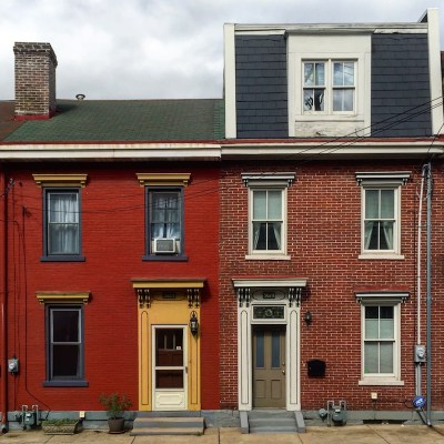 side-by-side brick row houses, Pittsburgh, PA